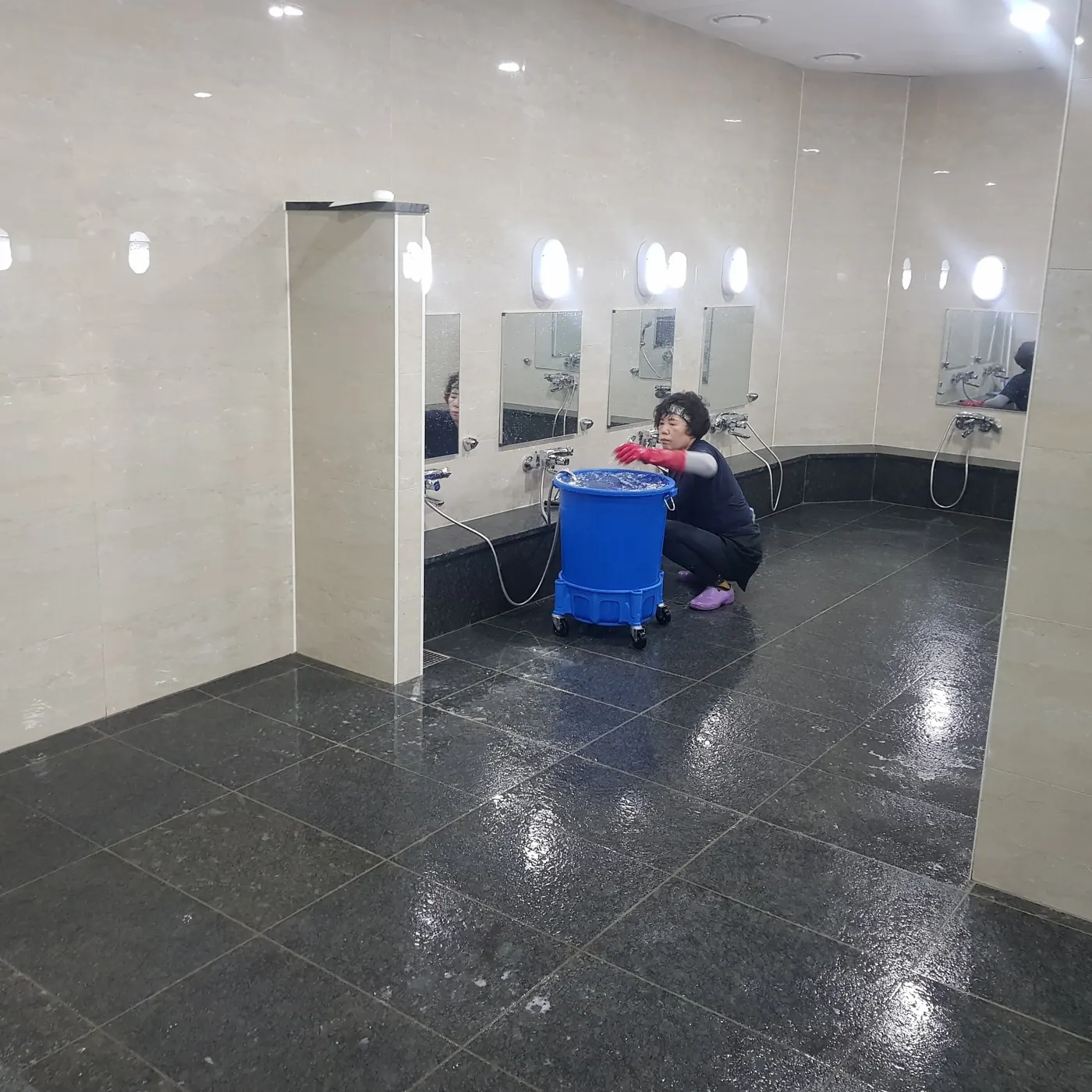 타일 줄눈 세정 — 논산시 목욕탕청소 현장