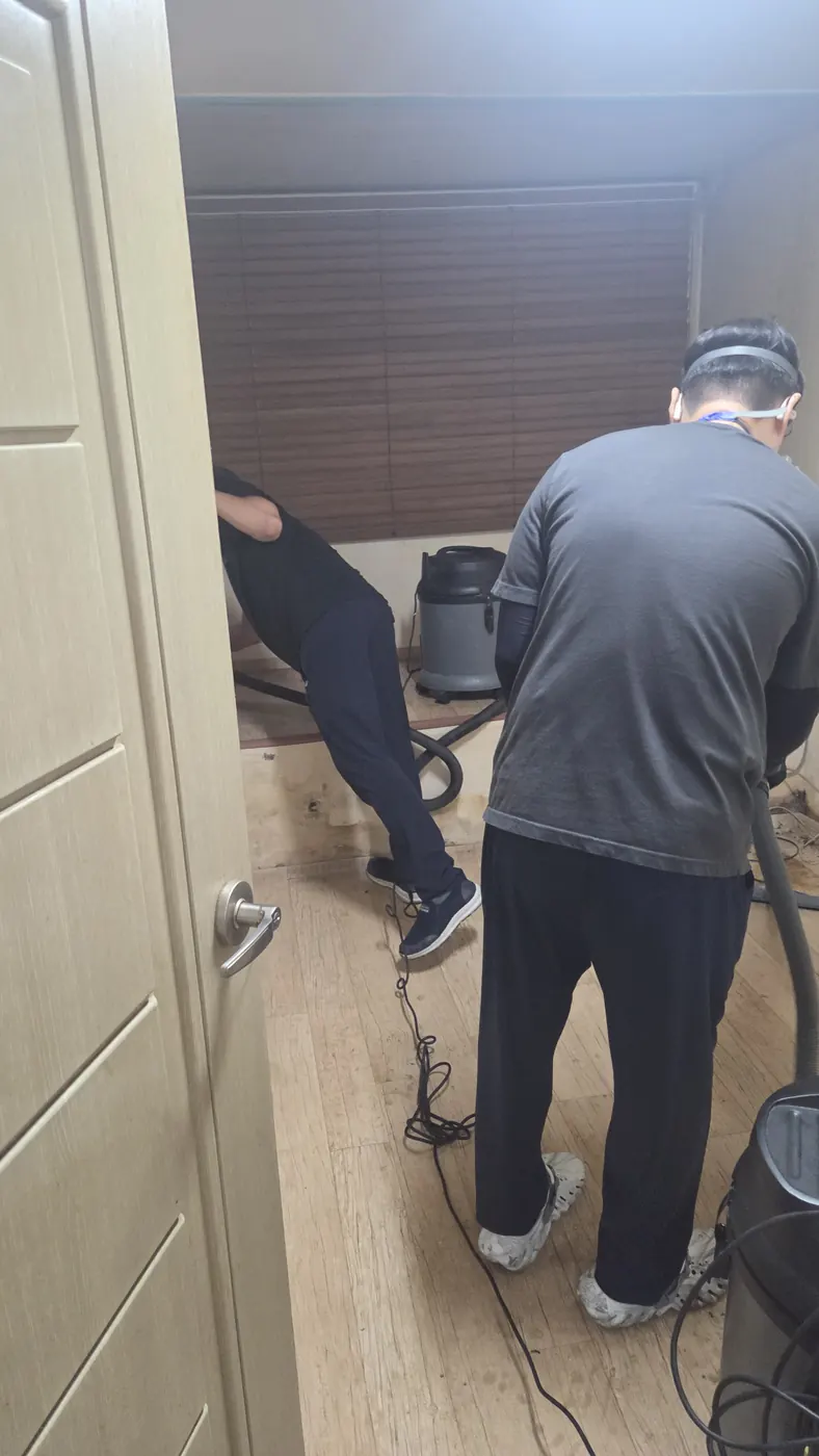 습식 진공 작업 — 금산군 침수청소 현장